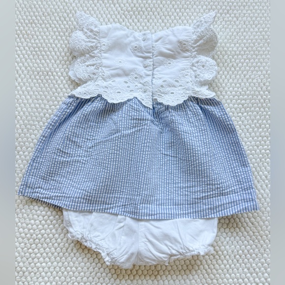 Janie & Jack Eyelet Seersucker Romper - 6-12 months - Picture 2 of 3